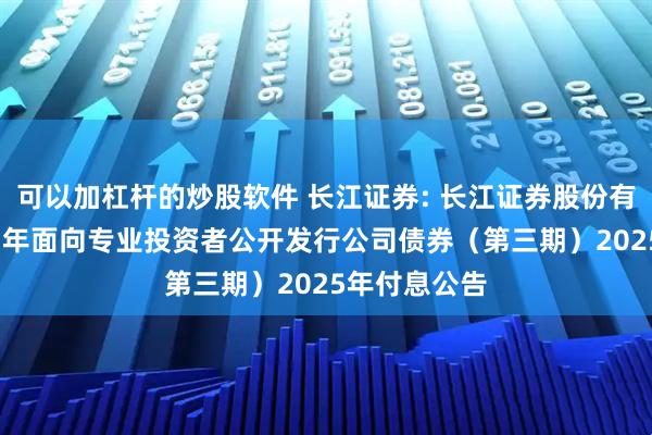 可以加杠杆的炒股软件 长江证券: 长江证券股份有限公司2023年面向专业投资者公开发行公司债券（第三期）2025年付息公告