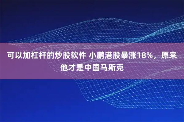 可以加杠杆的炒股软件 小鹏港股暴涨18%，原来他才是中国马斯克