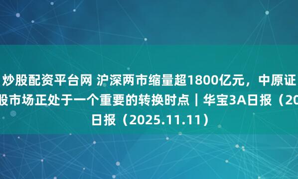 炒股配资平台网 沪深两市缩量超1800亿元，中原证券：当前A股市场正处于一个重要的转换时点｜华宝3A日报（2025.11.11）